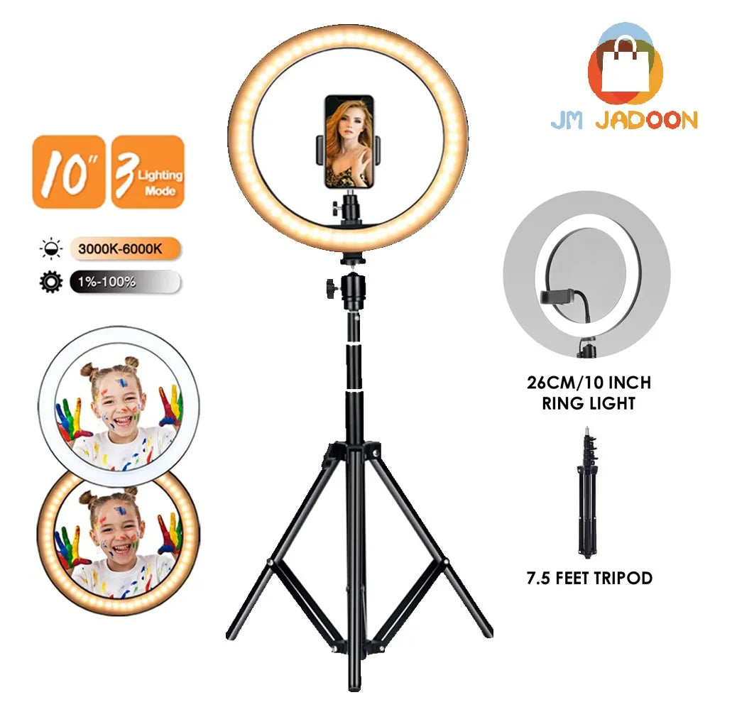 26CM Selfie LED Ring Light 7 Feet Tripod Stand