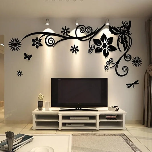 Generic Romantic Wooden Wall Sticker Flower