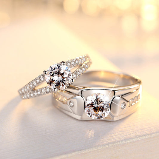 Pair of Adjustable Engagement Couple Rings