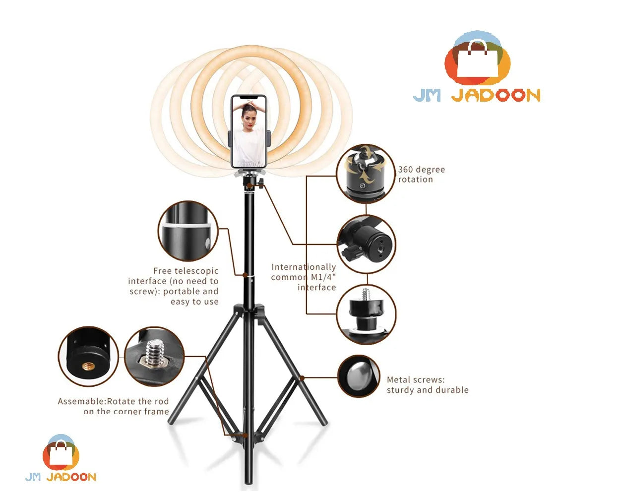 26CM Selfie LED Ring Light 7 Feet Tripod Stand