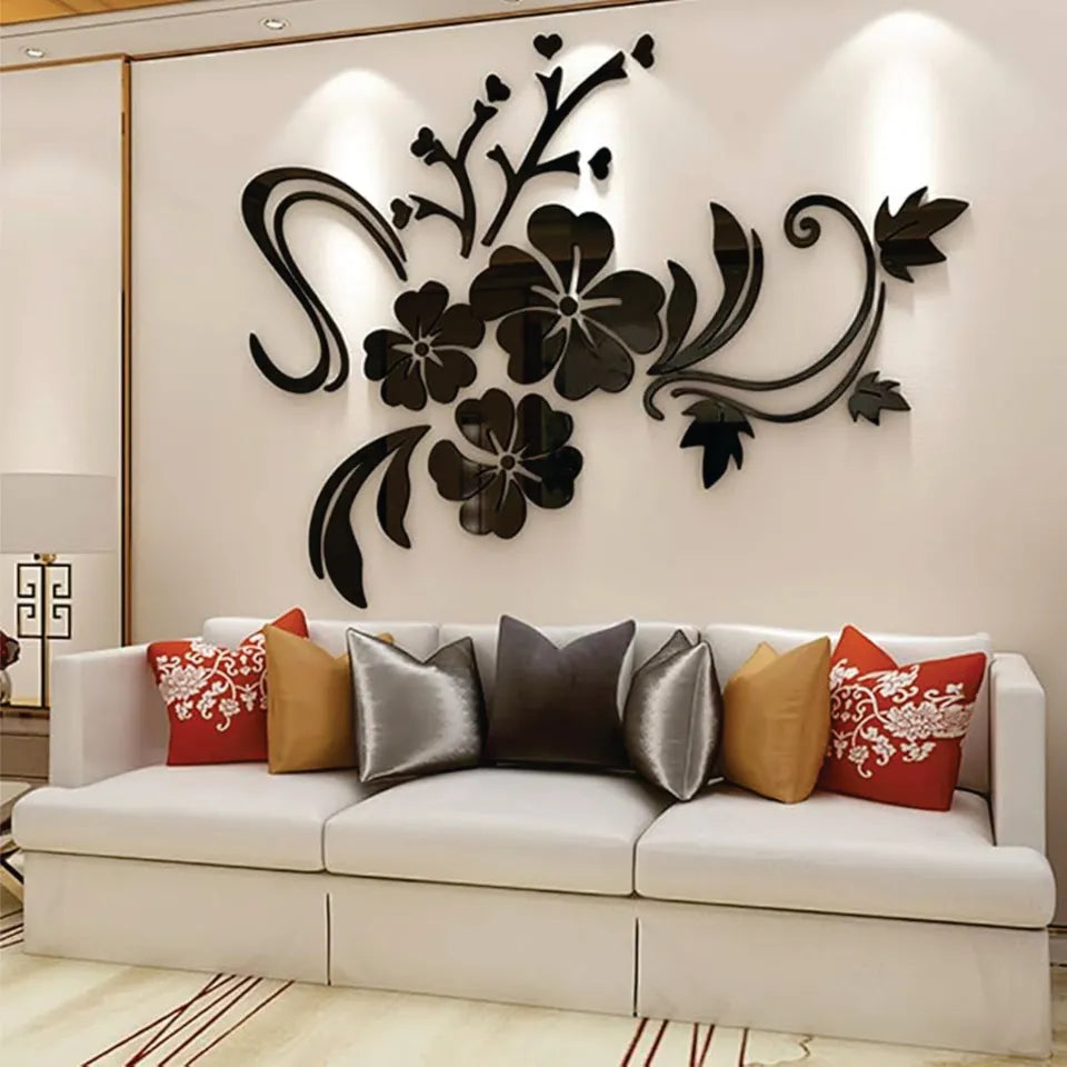 Generic Romantic Wooden Wall Sticker Flower