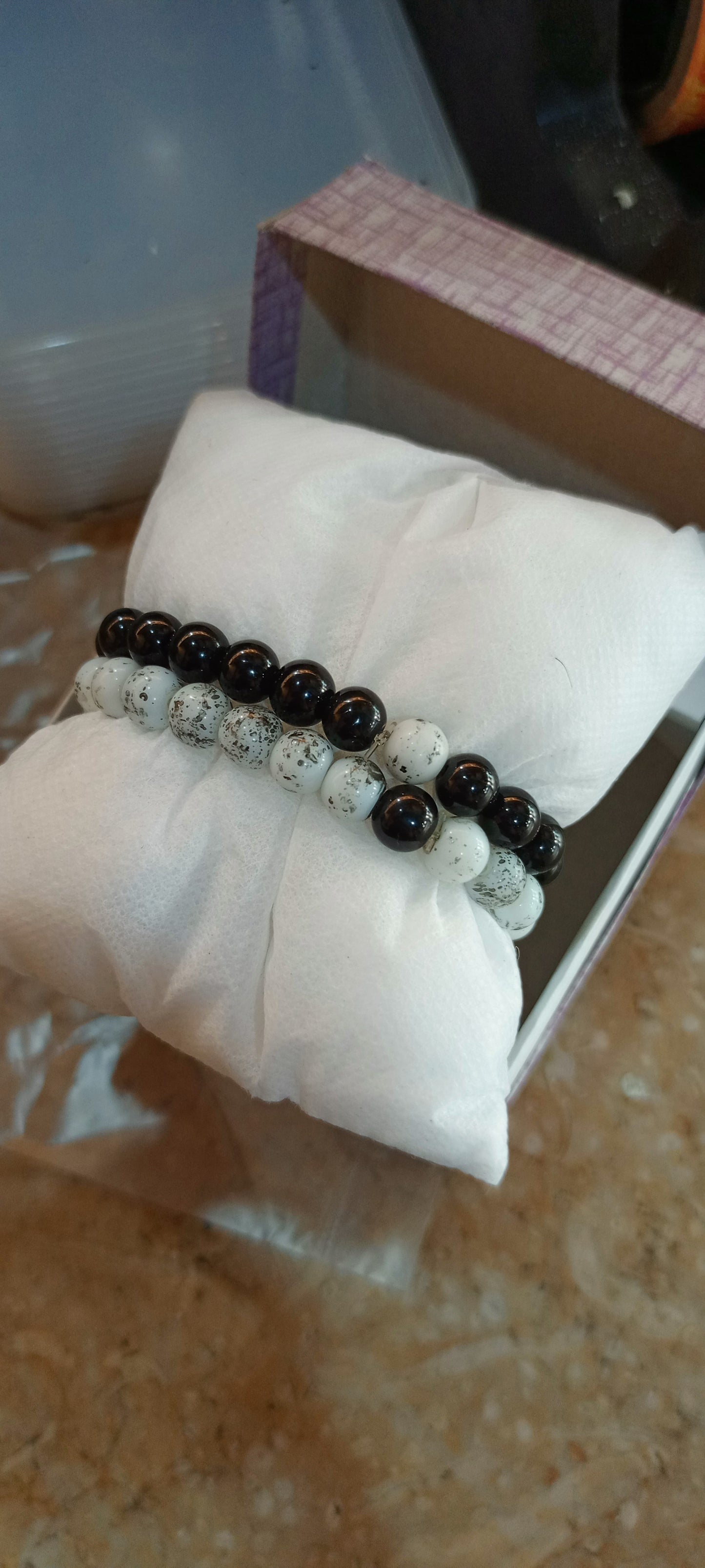 1 pair (2 pc) Black And White  Bracelet