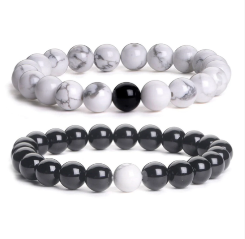 1 pair (2 pc) Black And White  Bracelet