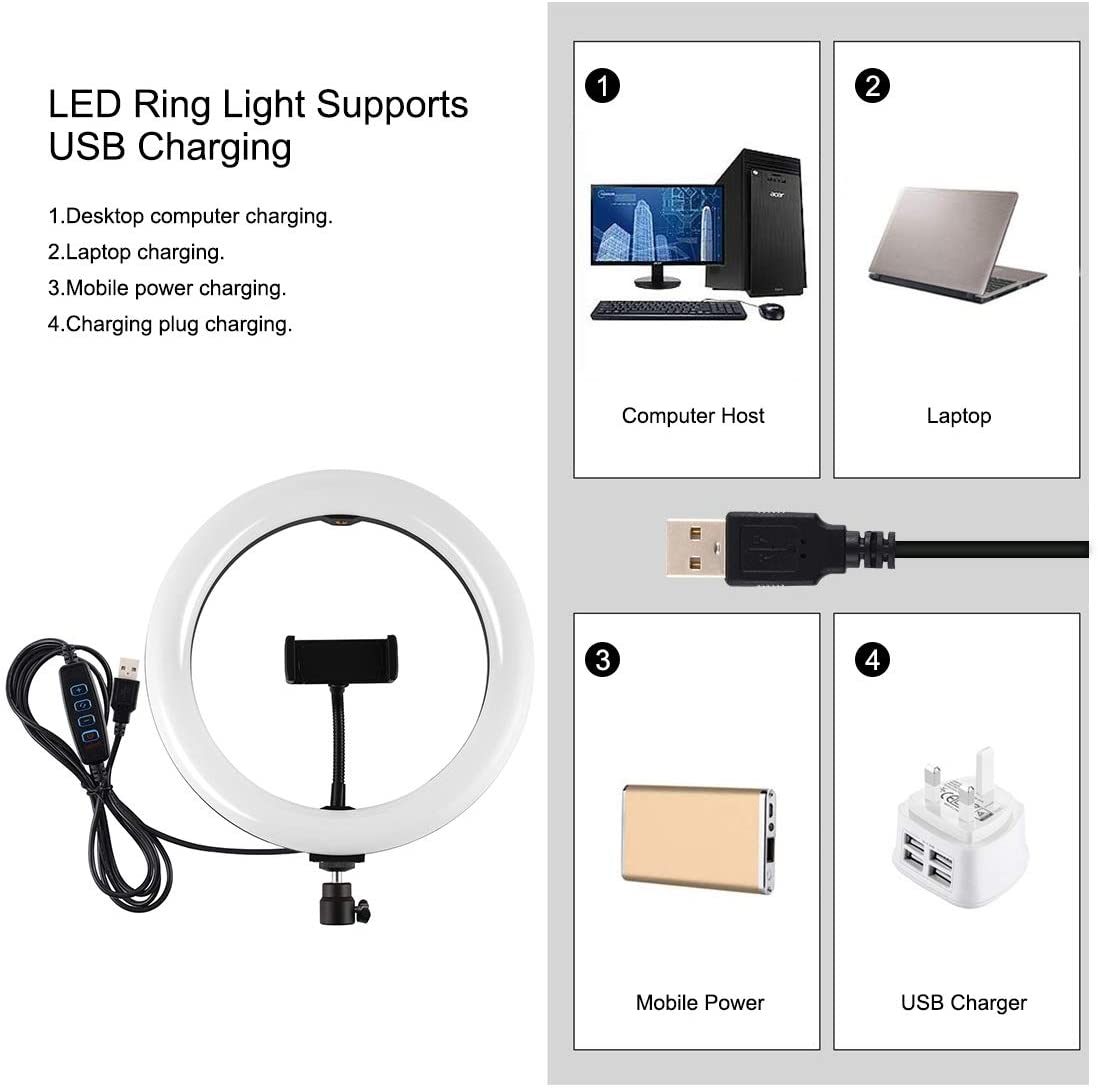 26CM Selfie LED Ring Light 7 Feet Tripod Stand